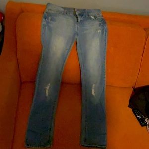 Denim jeans with small rips